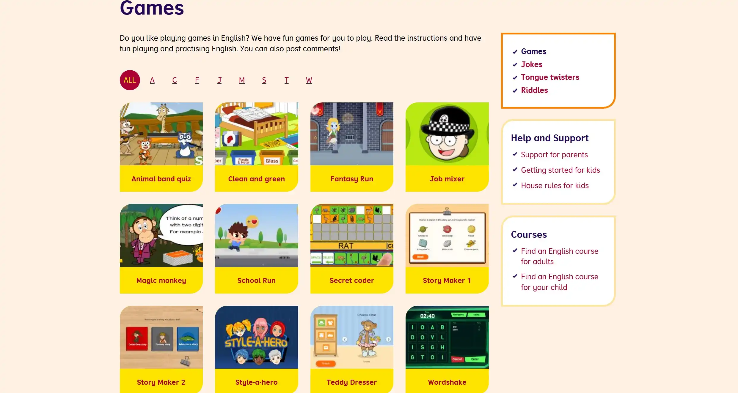 بازی آنلاین انگلیسی برای کودکان